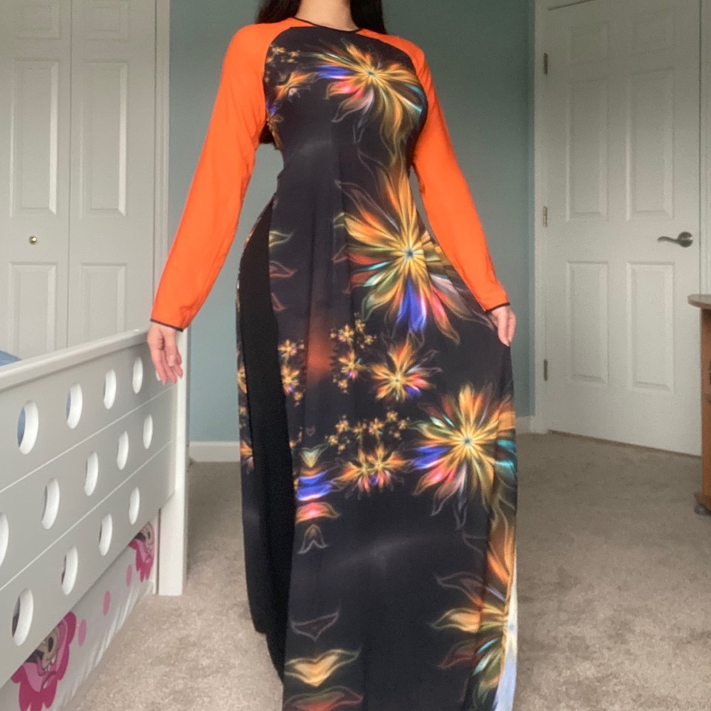 ✨Vietnamese Ao Dai Dress Floral Formal Gown